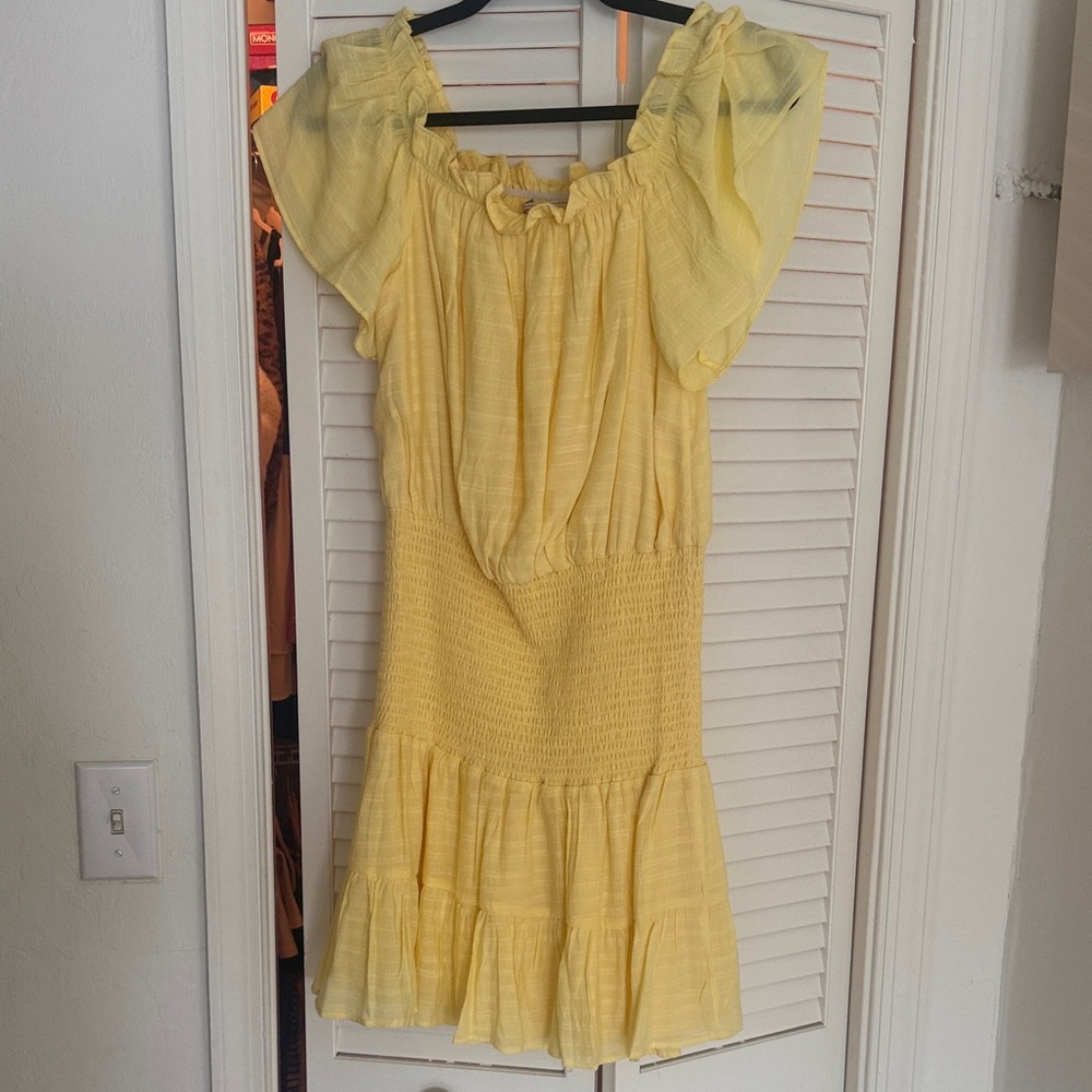 BCBGeneration Yellow Ruffled Mini Dress